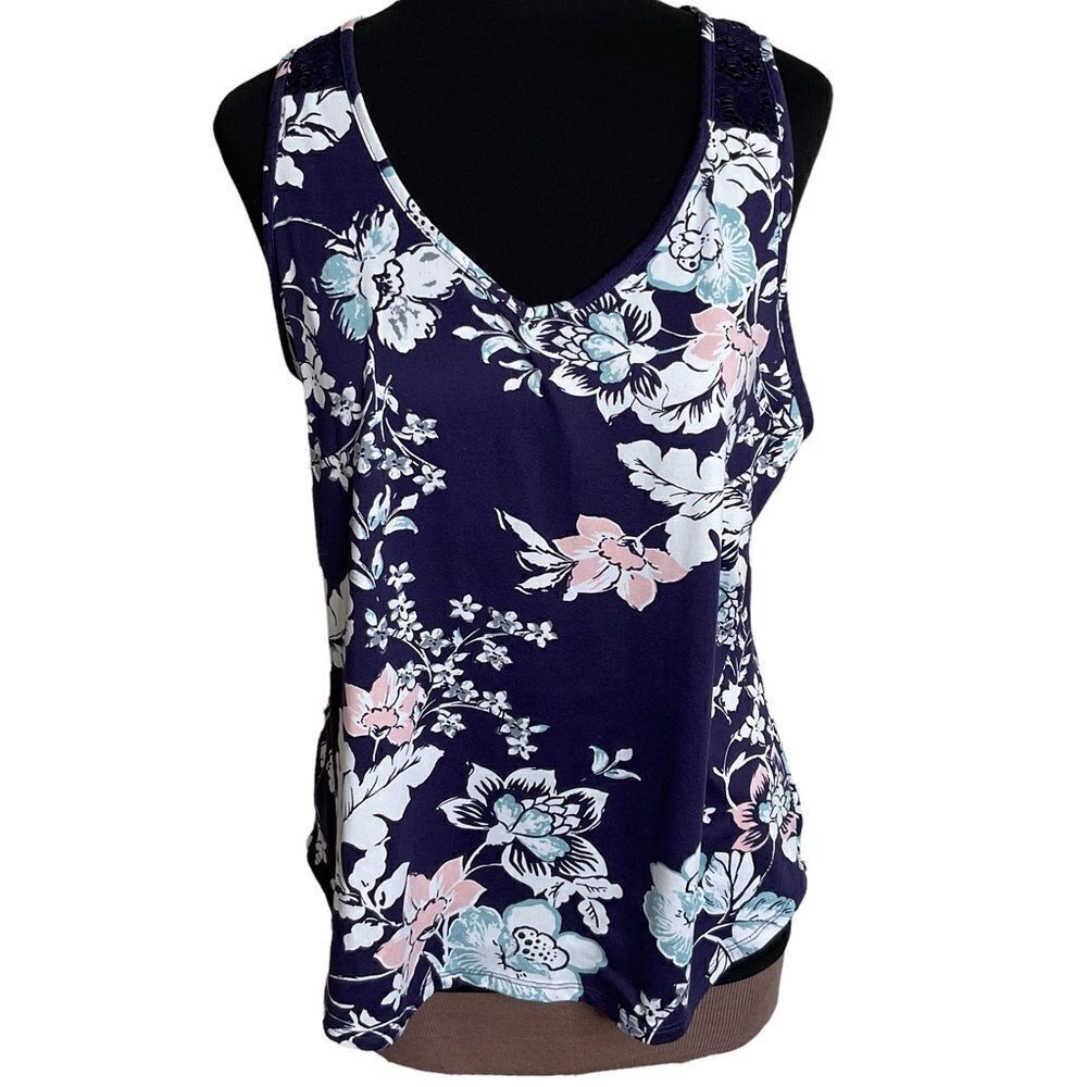 LINEA Donatella Racerback Floral Print Blouse Size M